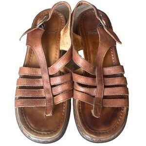 Dansko Evita Strappy Sandals Brown Leather Slingback Womens 8.5-9 EU 39